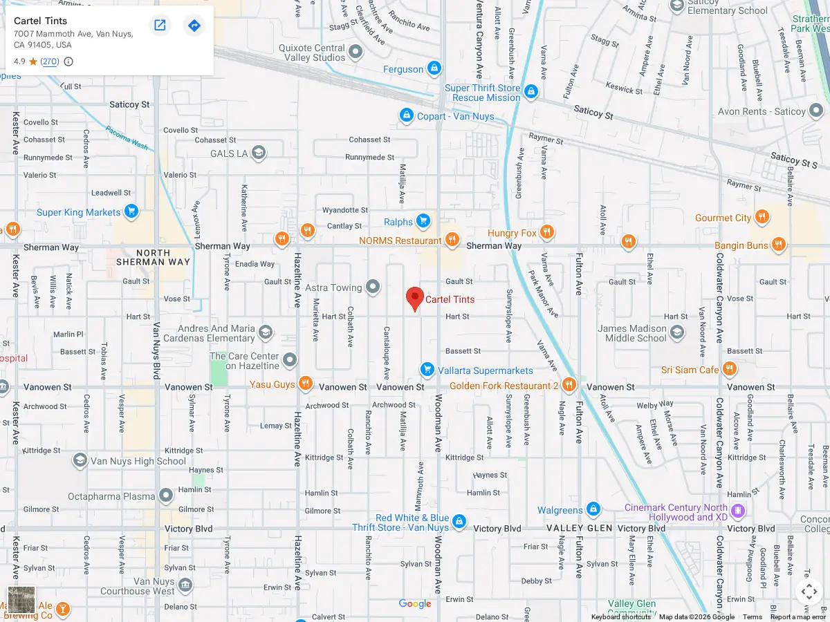 Map of the Baton Rouge area served by Elite Tint & Glass